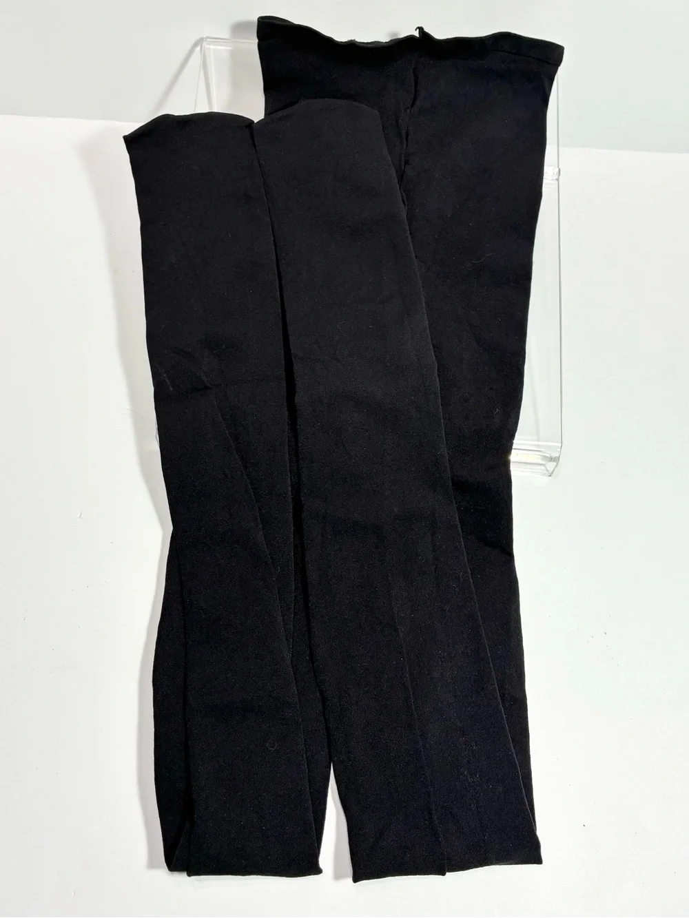 6 Pair Black Opaque Tights Lot: 1 Diamond Pattern, 5 Vintage Smooth, Size M/L